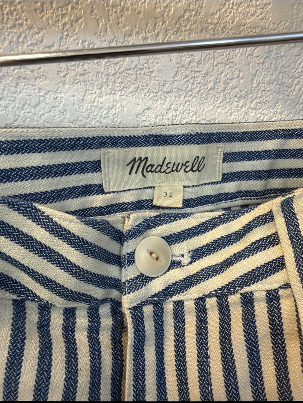 Madewell Striped Wide-Leg Chinos — Blue & White - Picture 2 of 5